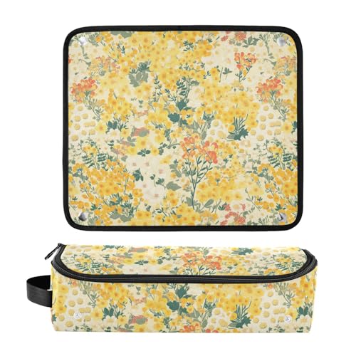 Bolsa de viaje amarilla para herramientas del cabello con tapete resistente al calor removible miniatura 3