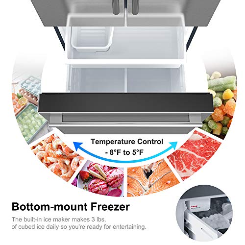 Galanz GLR16FS2K16 3 French Door Refrigerator with Bottom Freezer & Installed Ice Maker, 16 cu ft, Stainless Steel on Fridge.com