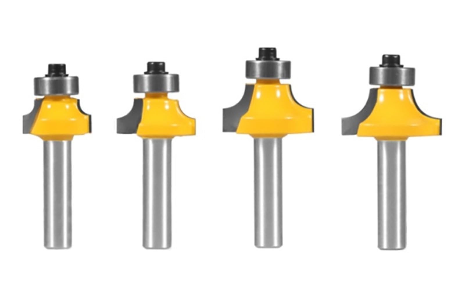Set di 4 punte for fresa arrotondata da 8 mm for la lavorazione del legno, for arrotondare e smussare i bordi.