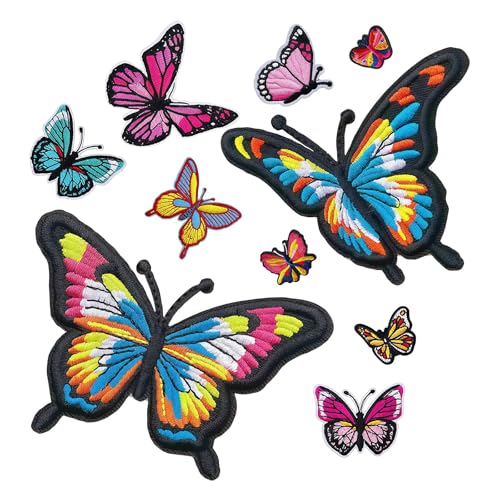 Ruispeed 10PCS Colorful Butterfly Iron on Patches, Funny & Pretty Iron on/Sew on Embroidered Appliques for Clothing Backpacks Hats Shoes Jackets Skirts DIY...