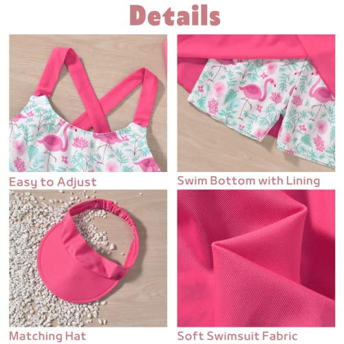 Little Girls Two Piece Swimsuit Tankini Sets Summer Bathing Suit Beach Swimwear with Hat3