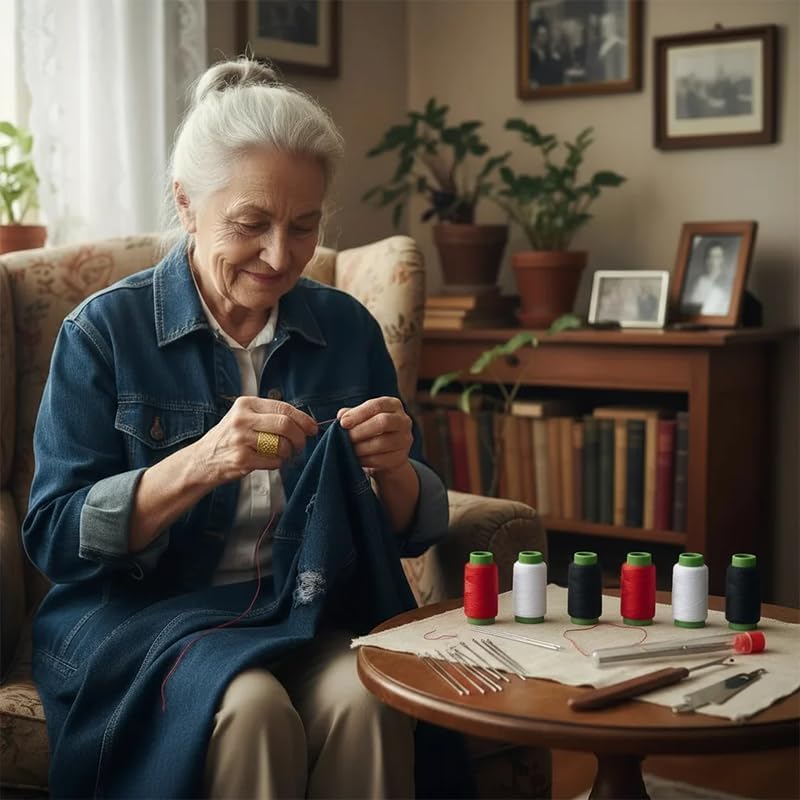 37 PCS Big Eye Steel Sewing Needles Kit, Stainless Steel Needles for Hand Sewing Kit with Thread Ripper, Needle Threaders, Threads, and Thimbles(37pcs/1Set) - Image 3