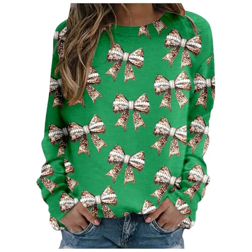 Sweatshirt femme vert col rond taille L imprimé décontracté