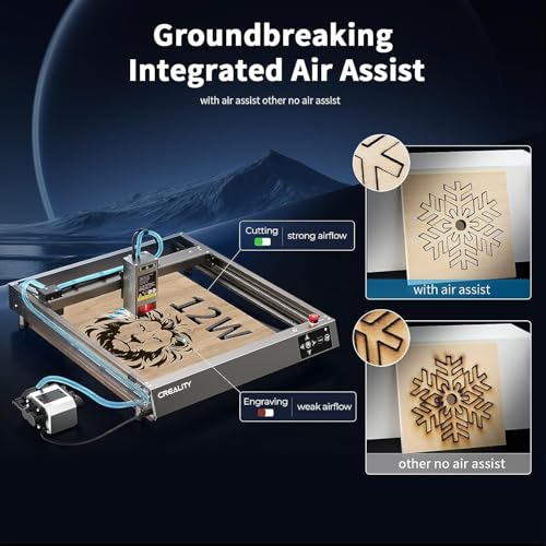 Creality CR-12W Lasergraveermachine, 12 W lasergraveermachine met air assist, 25000 mm/min snelheid, voor hout en metaal, acryl, knutselpapier, leer, lasersnijder 400 mm x 415 mm - Afbeelding 6