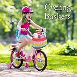 Yeehliny Fahrradkorb Kinder, Fahrradkorb Geflochten für Mädchen und Kinder vorne, Laufradkorb Lenkerkorb Lenkerkörbchen Körbchen für Fahrrad aus Kunststoff, mit Lederriemen (Stil B/23.5cm/Bunt)