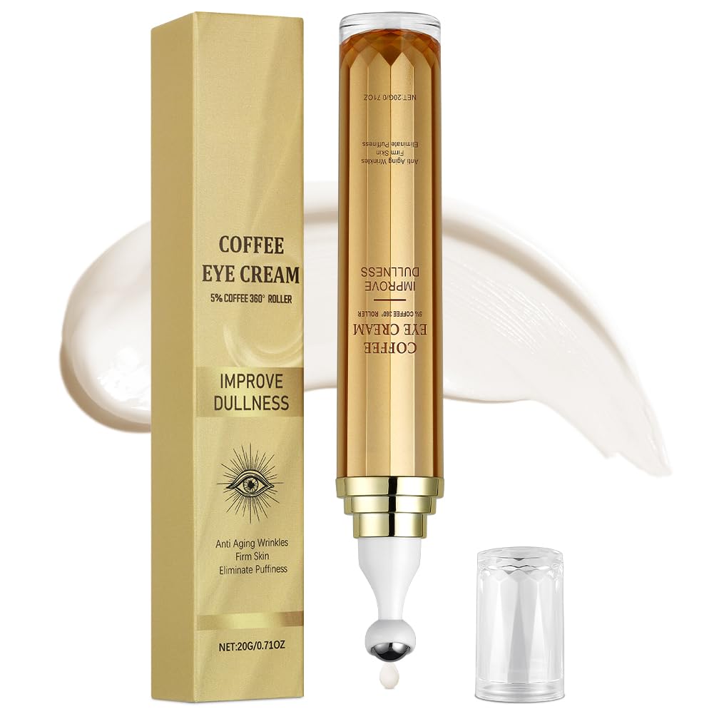 Serum do oczu dla mężczyzn i kobiet, 20 g płynów z kofeiną do oczu, serum do konturowania oczu z aplikatorem w rolce do rozjaśniania worków i cieni, przeciw starzeniu się (1 szt.)
