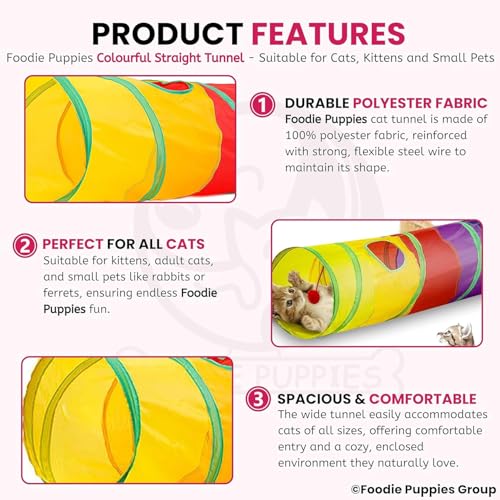 Image of Foodie Puppies Cat Toys Cat Tunnel Pet Tube Collapsible Play Toy Indoor Outdoor Kitty Puppy for Puzzle Exercising Hiding Training Toy | Cats, Kittens, Rabbits, Guinea Pigs & Puppies (Straight Tunnel)