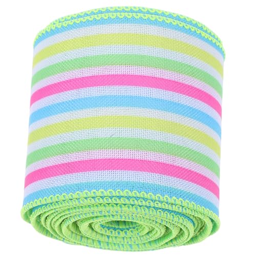 Ciieeo Cinta de Pascua para Envolver Regalos, Rollo de 5 Yardas, Cinta Decorativa de Arpillera Alambre Flexible, Estampado Temático de Pascua para Manualidades y Decoración Hogar