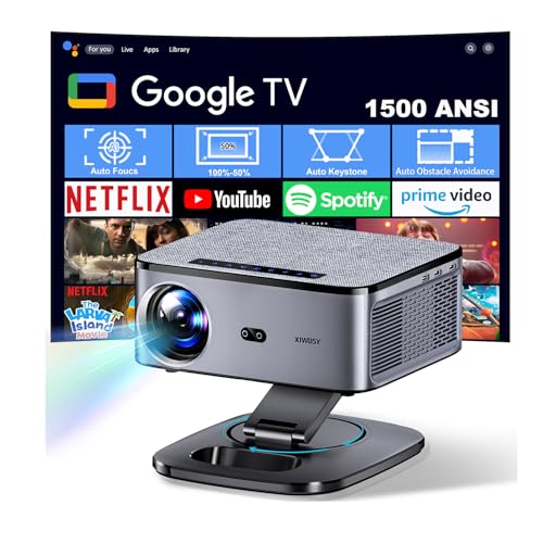 【1500 ANSI/Google TV/Auto Focus】 XIWBSY Videoprojecteur 4K Supporté, 38000 Lumen FHD, 360°...