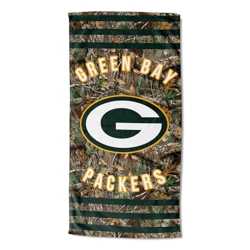 Image of Northwest NFL Green Bay Packers Unisex-Adult Beach Towel, 30 inch x 60 inch, Realtree Camo Stripes