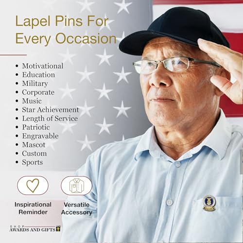 Image of SHOP AWARDS AND GIFTS United States US Veteran Lapel Pin, Retirement and Service, 1-1 /8 inch