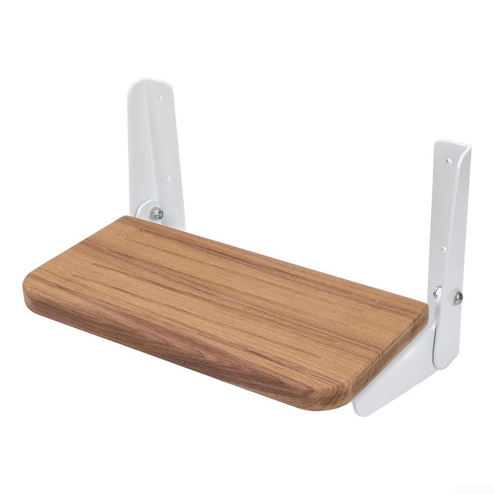 Reposapiés plegable hecho de madera de teca maciza y aleación de aluminio para mayor comodidad del operador en el timón de cualquier barco o yate con estilo moderno, 305 x 158 mm