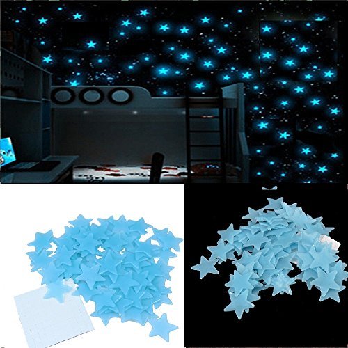 Image of Pindia 55 Pc Luminous Fluorescent Glowing Night Sky Wall Sticker Radium Glow Stars Starry