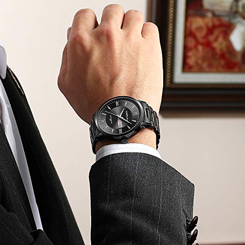 Image of CRRJU Men's Fashion Luxury Stainless Steel Watches for Men Business Auto Date Chronograph Analog Quartz Wristwatches