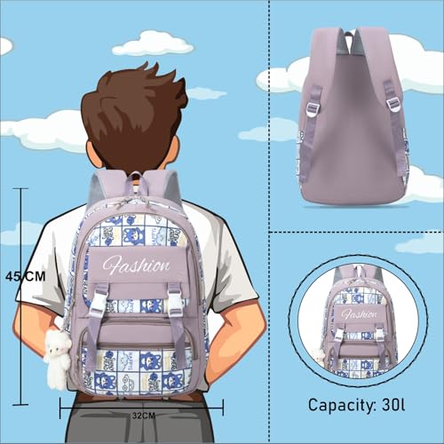 Image of Tinytot 30 Litre Japanese Korean Style School Bag Water-Resistant Laptop & Travel Backpack - Unisex Large 18 Inches Multipurpose Student Backpack for Boys & Girls, Men & Women