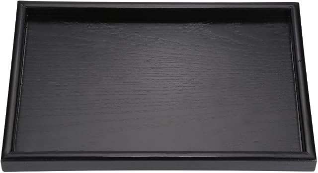 Ejoyous Wooden Serving Tray, Tea Coffee Food Platter Rectangular Black Wood Plate Snack Tray Breakfast Tray, for Storage Dinner Fruit Milk Coffee Wine Fruit Kitchen Living Room(30 * 20 * 2cm)