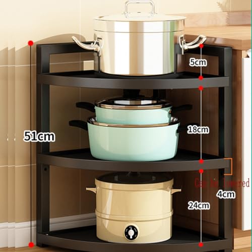 Metal Pot and Pan Holder Rack,2 Layer Adjustable Height Countertop Saucepan Storage Standing Shelf Under Sink Cupboard Cabinet for Kitchen Storage,Black,3 - Image 3
