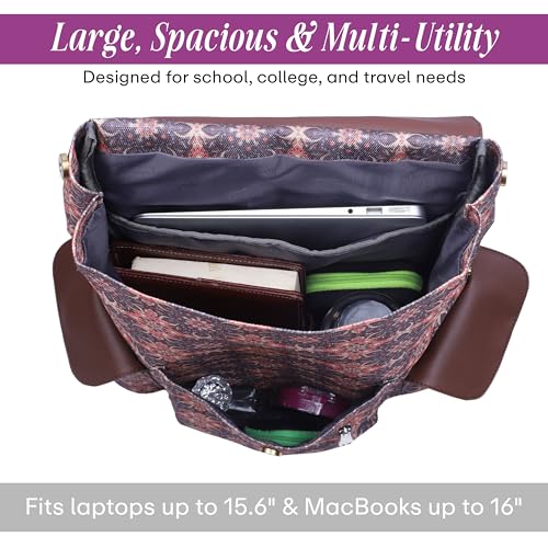 Image of Protecta Prisma Floral Printed Laptop Backpacks for Women and Men Fits 16Inch MacBooks Water-Repellent Bag for Office Collage and Travelling Print Padded Sleeve Lightweight Durable Design 18L