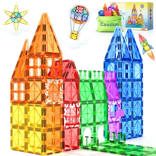 60 PCS Magnetic Building Tiles Kids Toys STEM Magnetic Blocks Sensory Toys Kids Games Magnet...