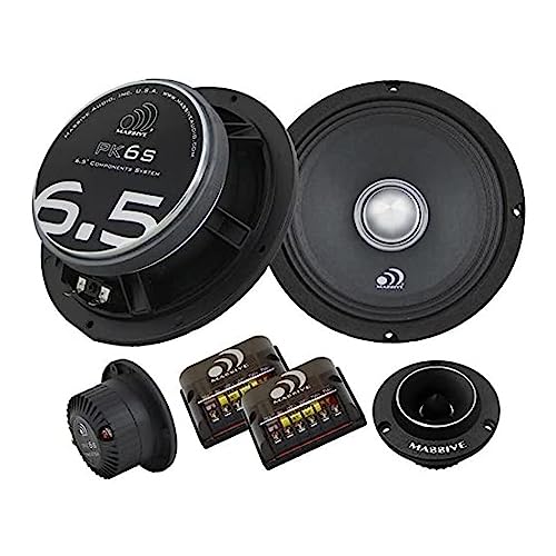 Massive Audio PK6S - 6 Inch, 6.5 Inch, 500w Max, 250w RMS, 4 Ohm, Pro Audio Style Shallow Mount Component Kit for Car Audio Speaker Systems with 72mm Pro Audio Bullet Tweeters (Sold As Pair)