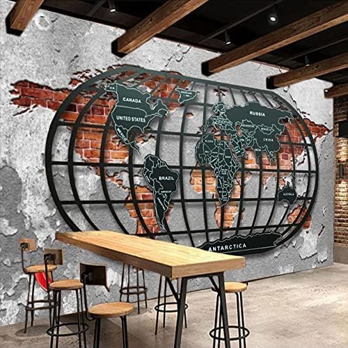 Papier peint 3D carte du monde rétro XLMING pour relooker un mur vide de bar ou restaurant
