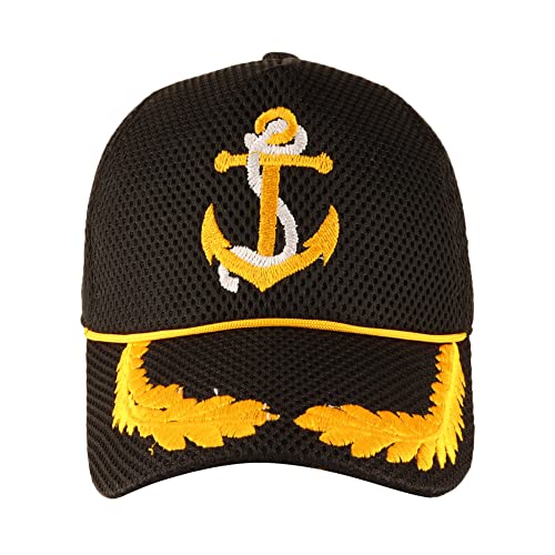 Image of Adjustable Caps | Uniform Accessory | Free Size Unisex Hat | Baseball Hats | Durable & Lightweight Comfortable Cap | Hat with Gold Embroidery Merchant Navy Cap