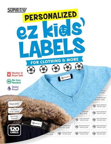 120 Custom Waterproof Name Labels (Soccer Ball)