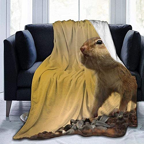 okuya Streifenhörnchen-Tiere, Nager, Wildtierbedarf, Wangen, Biene, superweich, flauschig, warm, einfarbig, Bettüberwürfe für Sofa, Mikrofaserdecke, 203 x 152 cm, warm und gemütlich Cover