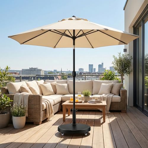 T&Jero 44 lb Round Heavy Duty Patio Market Umbrella Base Weight Stand with Wheels for Outdoor, Black by T&Jero - Image 7