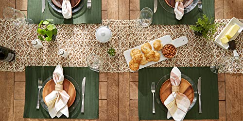 Sets de table côtelés 100% coton haut de gamme texture verte 33x48cm - 8