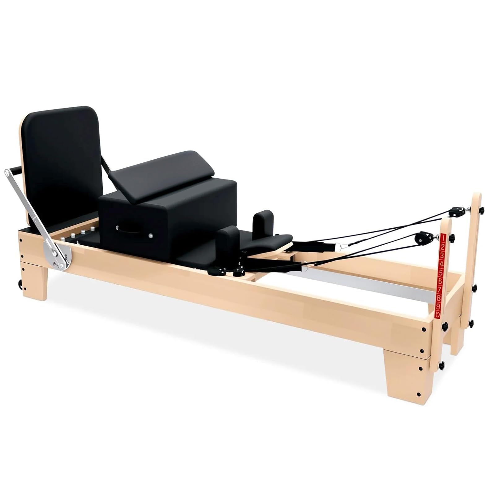 Professional Pilates Reformer Machine with Jumpboard, Reformer Box & Foot Straps – Studio-Grade Wood Frame Equipment for Home Workouts, Adjustable Resistance & Smooth Glide System