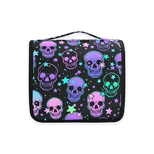 Hanging Toiletry Bag Stars Purple Skulls Travel Makeup bag for Toiletries Portable Travel Toiletry Organizer Cosmetic Bags with Hanging Hook2