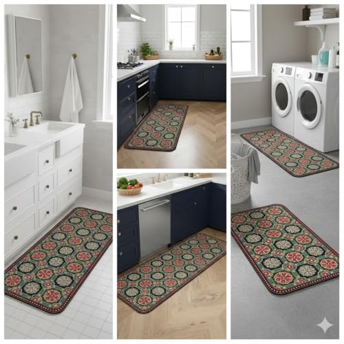 Image of Yagzon Kitchen Mat for Floor Set of 2 Pcs | Waterproof Memory Foam Kitchen Rugs | Non-Skid, Soft Absorbent Rugs for Kitchen, Laundry, and Hallway (118x38cm, 58x38cm) (Color 7)