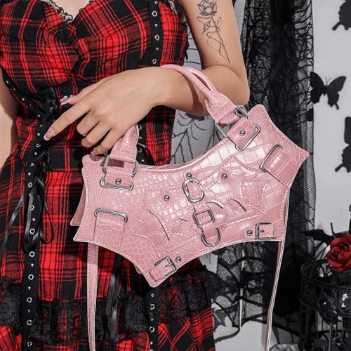 Halloween Purses for Women Y2K Punk Studded Bat Shoulder Bags Strap Novelty Stylish Festival Top Handle Handbag3