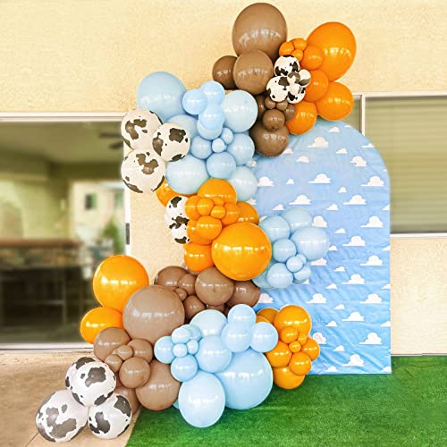 Teddyparty Cow Balloon Garland Arch Kit Sand White Macaron Blue Orange Balloons With Cow Print Balloons For Farm Animals Kid's Birthday Party Baby Shower Gender Reveal Decorations #TOP7