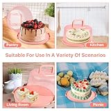 Akamino 10 Inch Cake Carrier, Clear Plastic Cake Containers with Collapsible Handle and Lid, Portable Round Cake Box Cake Tin Storage for Pies Cupcake Muffins Party, Pink - Image 8