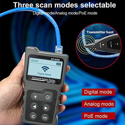 Geevorks Network Cable Tester,Multi-functional LCD Network Cable Tester Wire Tracker PoE Checker Inline PoE Voltage and Current Tester with Cable Tester with Illuminate Function