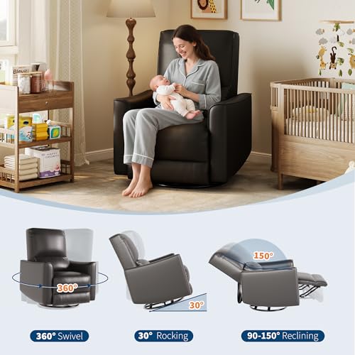 Sillón reclinable tapizado en cuero sintético Tan miniatura 3