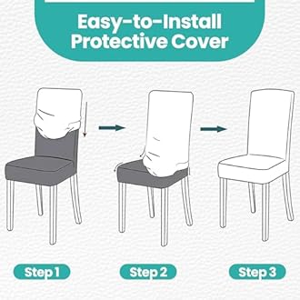 Printed High-Back Chair Covers for Dining Room Chairs – Spandex Stretch, Universal Armless Chair Protective Slipcover for Kitchen, Wedding, Party, Banquet & Hotel, Kaymas Leaves - Grey, Pack of 8