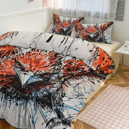 YCJUGWSP Vibrant Owl Comforter Sets Full Size 3 Pcs Queen Comforter Set Bedding for Girls Boys,All Season Bed Sets,Bedroom Decor with 2 Pillowcases 90"x90"