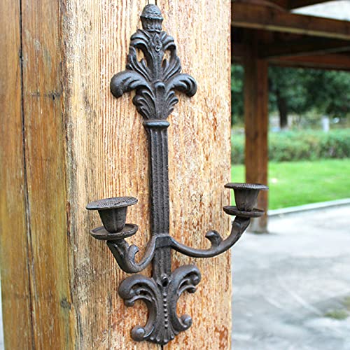 Candelabro de Pared de Hierro Fundido para Colgar en la Pared, candelabro de Pilar de candelita, decoración de iluminación para Sala de Estar/Comedor/Bar,E
