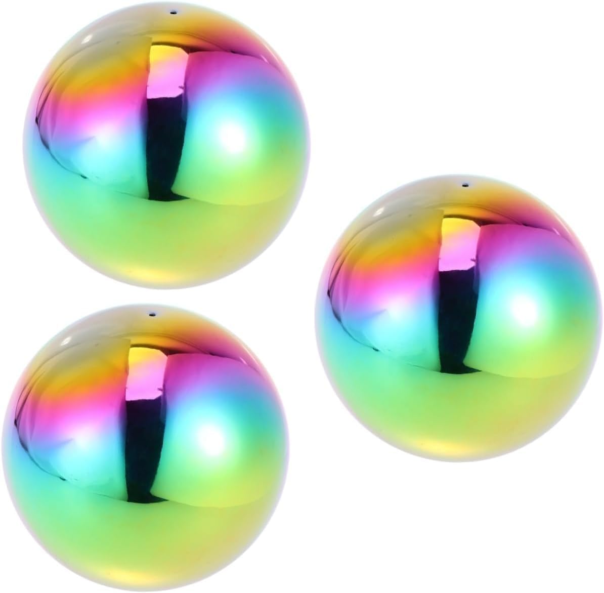 DULAI 3 pcs Decorative Spheres Gazing Globe Landscape Gazing Desktop Gazing Ornament Rainbow Gazing Sphere Outdoor Mirror Ball Polished Hollow Floating Metal Disco Colored Balls Boutique