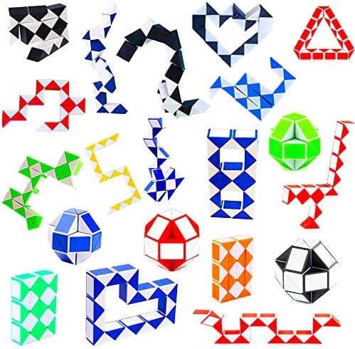 24 Pack 24 Blocks Fidget Snake Cube, Mini Snake Ruler Twist Puzzle Toys for Kids Party Bag Fillers, Party Favors Supplies, Fidget Sensory Toys, Random Color