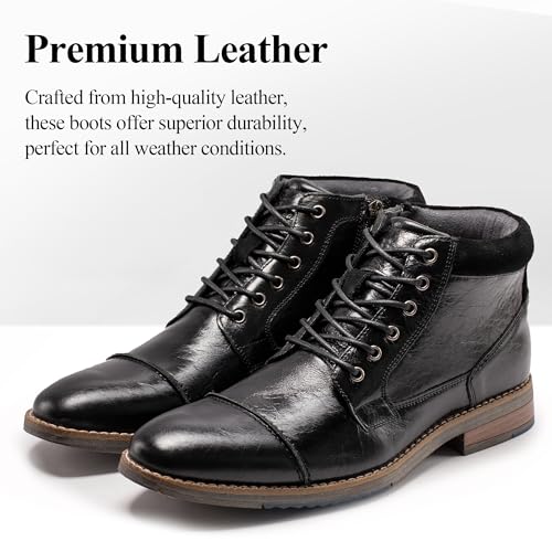 Image of Arkbird Mens Dress Boots, Genuine Leather Classic Casual Ankel Boots with Side Zipper