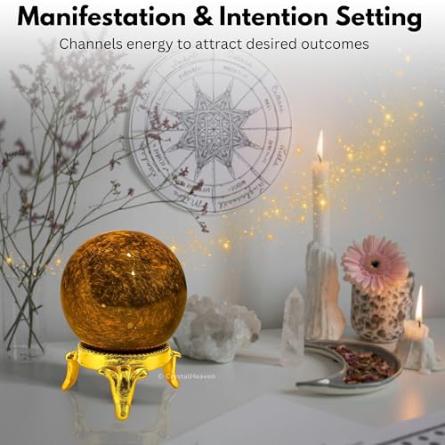 Image of Certified Bronzite Crystal Ball for Meditation - Premium Crystal Vastu Items for Home and Feng Shui Items for Good Luck - Ideal for Pooja Supplies and Spiritual Practices (2 inch Inch)