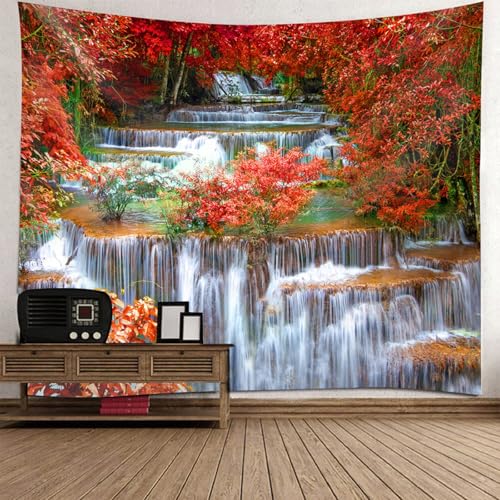 Tapisserie murale chambre grande 256x300cm décor nature automne