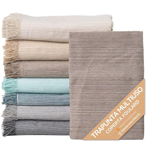 Trapunta Multiuso; Divano Scozzese, Coperta Foulard, Copriletto, Foulard per Divani in Cotone e Altre Fibre Finitura di Qualità Fatto in Spagna.Telo Copridivano (Marrone Mèlange 05, 180x260cm)