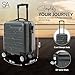 SA Products Grey Cabin Suitcase 45x36x20cm - Lightweight Hardshell Carry On Luggage with 4 Spinner Wheels, Telescopic Handle - Cabin Bag with Divider Pocket, Travel Case with Spacious Interior