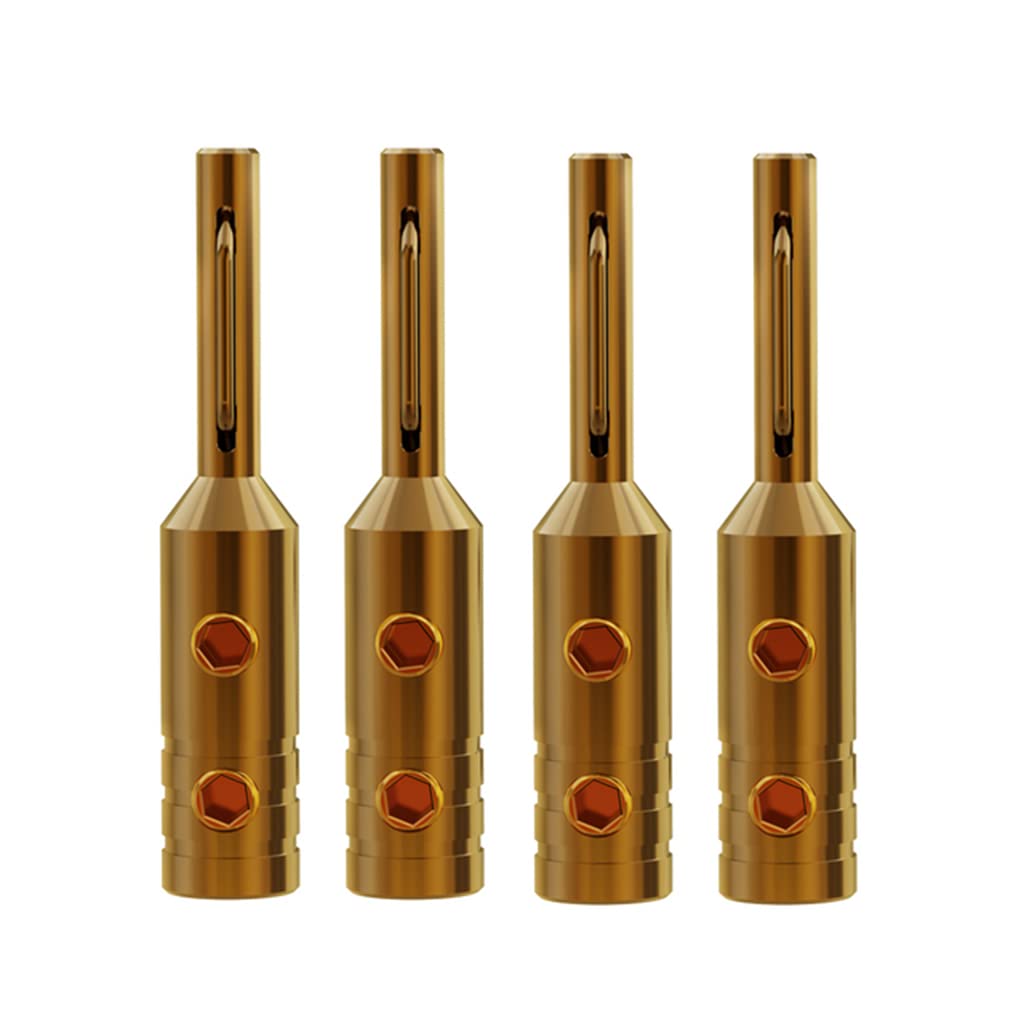 Fiches Banane à vis pour Haut-Parleur, connecteur plaqué Or/Rhodium pour Fil de Haut-Parleur de 5mm, Facile à Installer, Accessoires de Voiture, 4 pièces