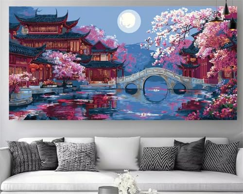 Diamond Painting Japon adulte XXL 100x300cm toile broderie lune strass point de croix Z-P20